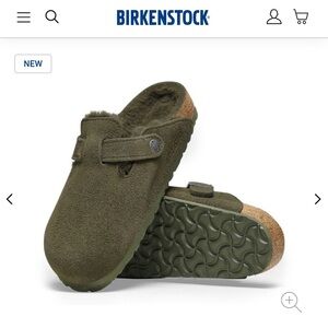Birkenstock Boston Clog with Shearling in Olive Green